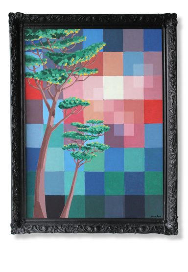 cubism sunset tree