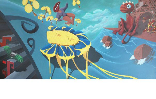 surrealism sci-fi alien flower saddled caterpillar  